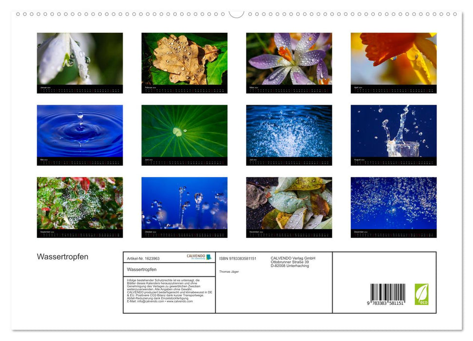 Water drops (CALVENDO Premium wall calendar 2024) 