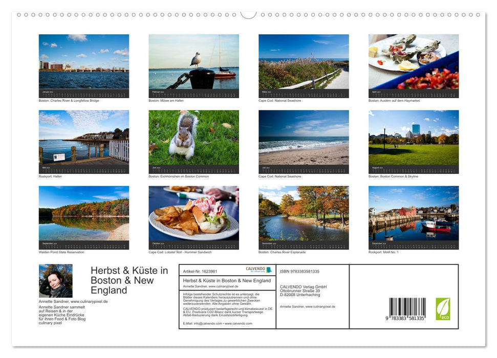 Autumn and Coast in Boston &amp; New England (CALVENDO Premium Wall Calendar 2024) 