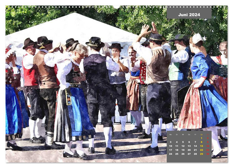 Local Bavaria in watercolor CH version (CALVENDO wall calendar 2024) 