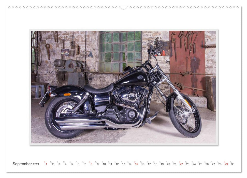 Emotionale Momente: Harley Davidson - Wide Glide (CALVENDO Premium Wandkalender 2024)