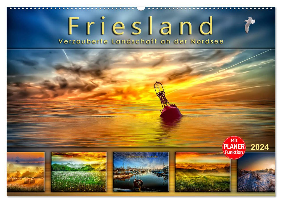 Friesland, verzauberte Landschaft an der Nordsee (CALVENDO Wandkalender 2024)
