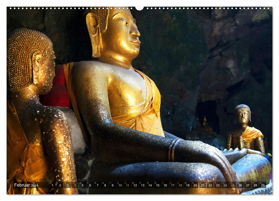 Bouddhas au fond de la roche (Calendrier mural CALVENDO Premium 2024) 