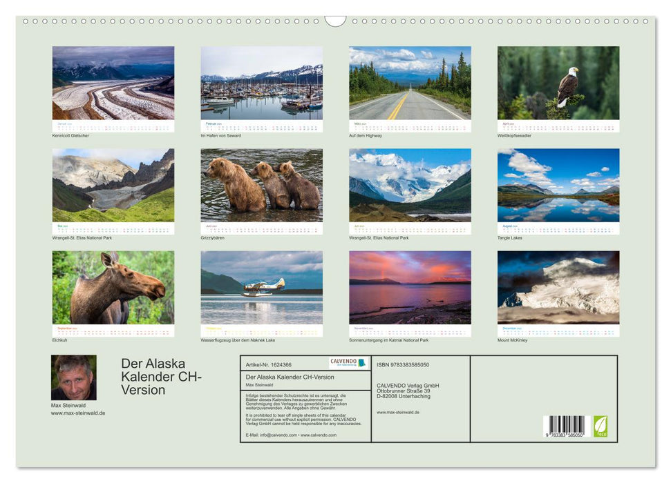 Der Alaska Kalender CH-Version (CALVENDO Wandkalender 2024)