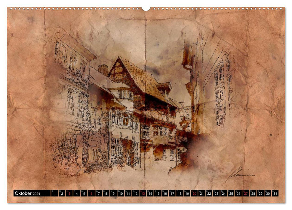 Lüneburg Sketches (CALVENDO Premium Wall Calendar 2024) 