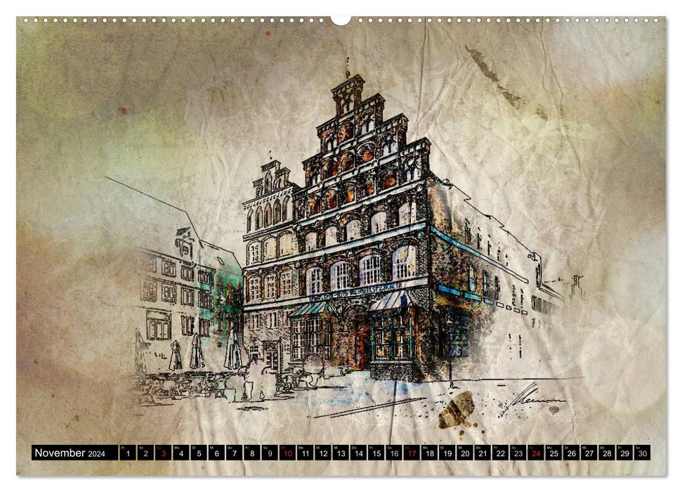 Lüneburg Sketches (CALVENDO Premium Wall Calendar 2024) 