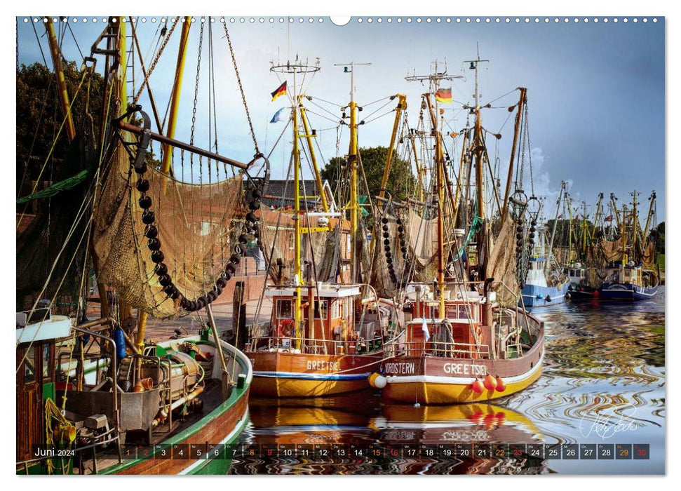 Ostfriesland, die alten Häfen - Greetsiel, Neuharlingersiel, Carolinensiel (CALVENDO Premium Wandkalender 2024)