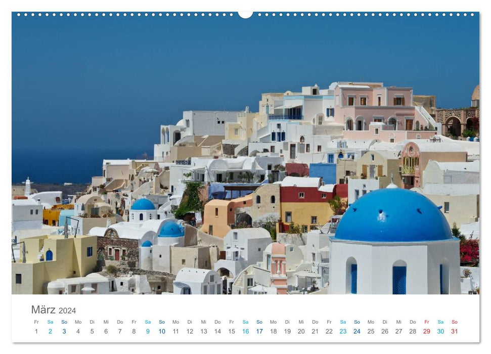 Santorin - Perle der Kykladen (CALVENDO Premium Wandkalender 2024)