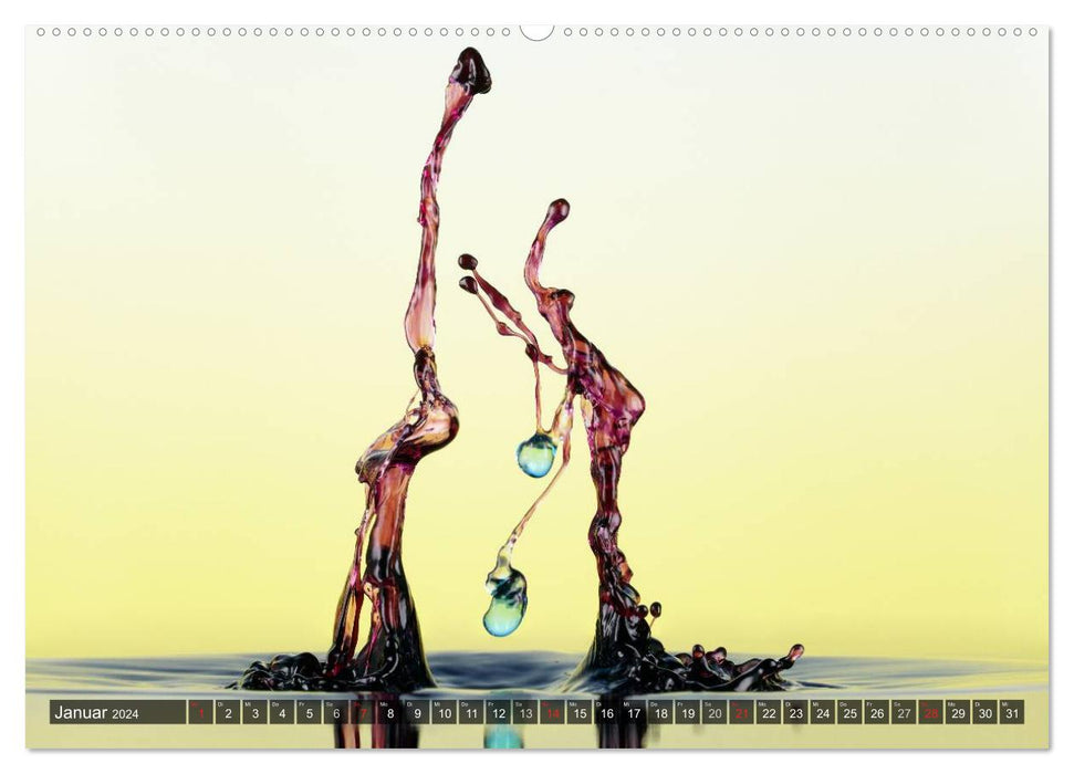 Wassertropfen Kunst Fotografie (CALVENDO Premium Wandkalender 2024)