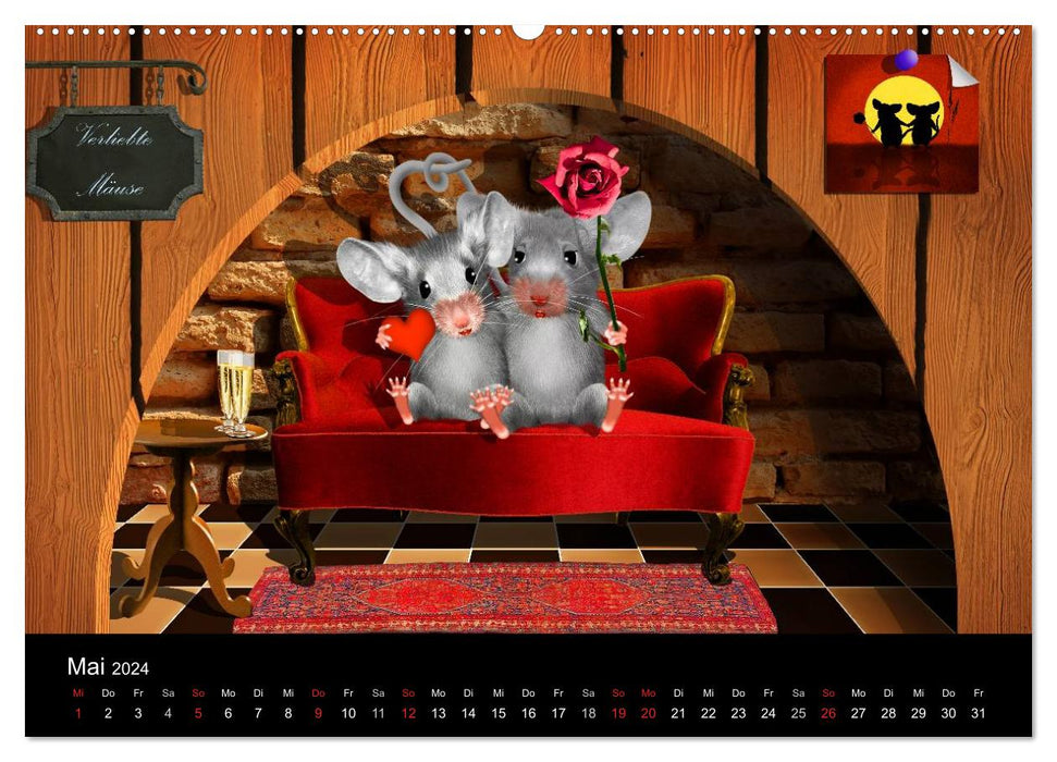 Hier ist die Maus zuhaus' (CALVENDO Premium Wandkalender 2024)