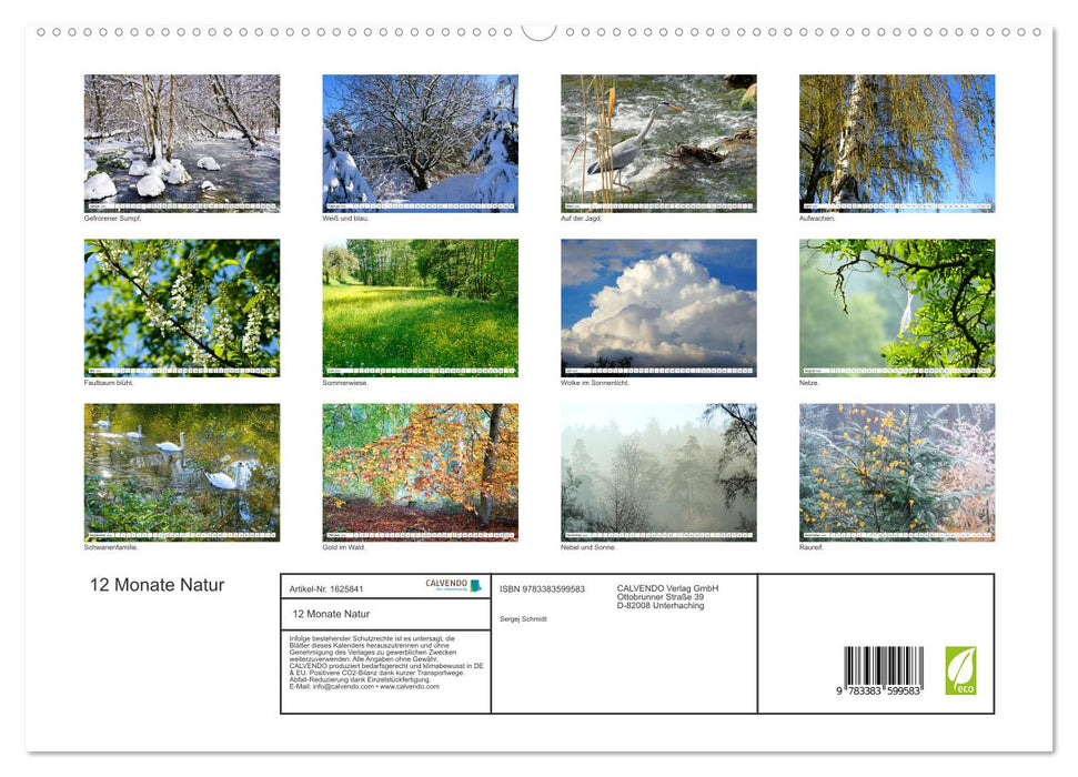 12 Monate Natur (CALVENDO Premium Wandkalender 2024)