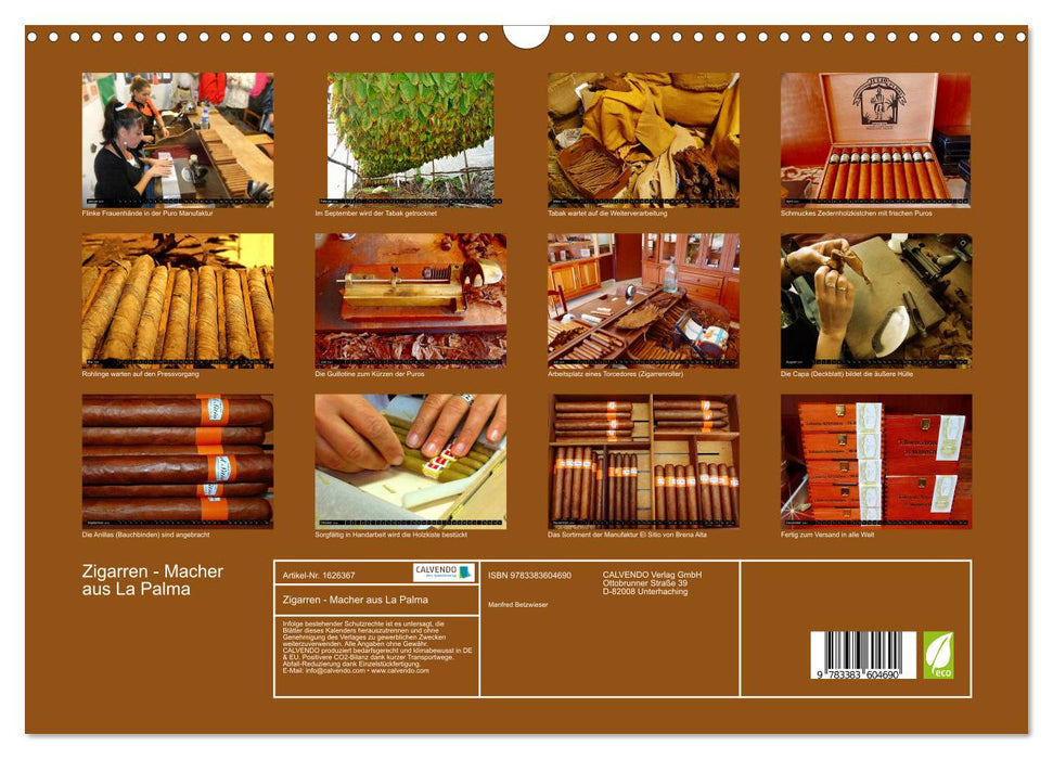 Cigares - fabricants de La Palma (calendrier mural CALVENDO 2024) 