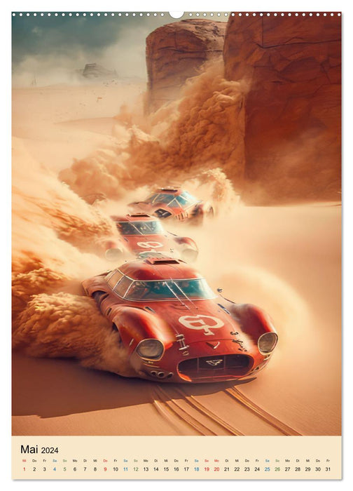 Course automobile à travers le désert (calendrier mural CALVENDO 2024) 