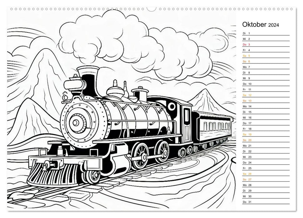 Calendrier et planificateur de coloriage créatif pour enfants (calendrier mural CALVENDO Premium 2024) 