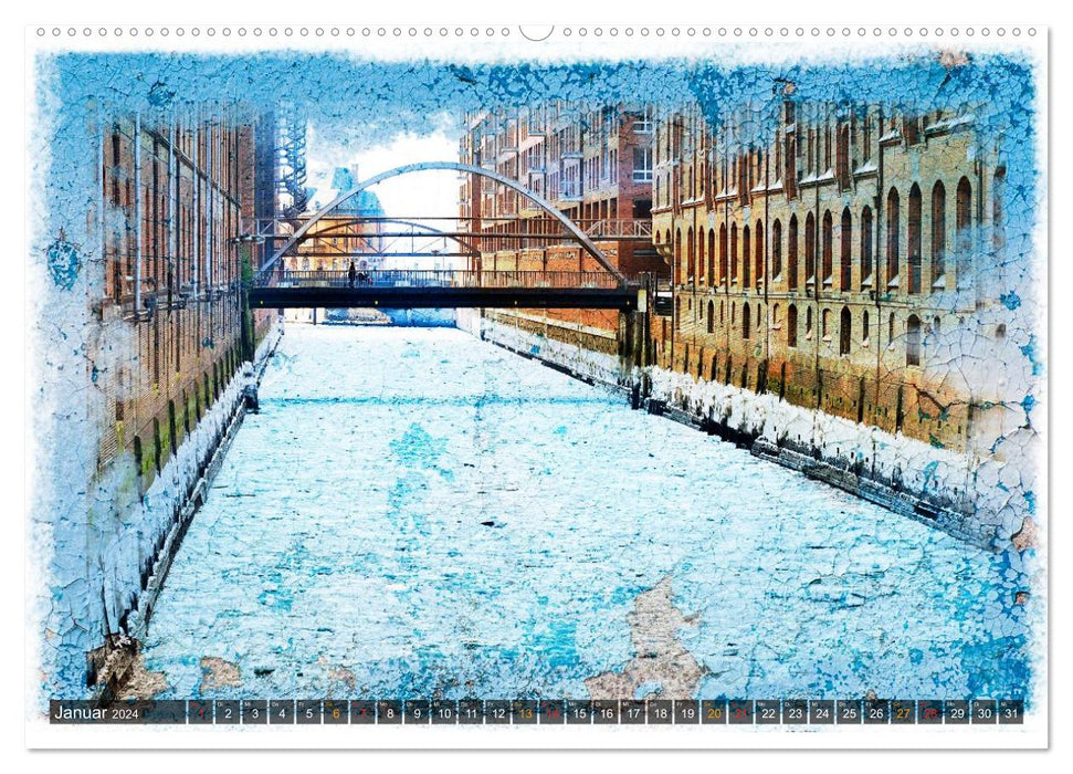 Hambourg sur le mur (calendrier mural CALVENDO 2024) 