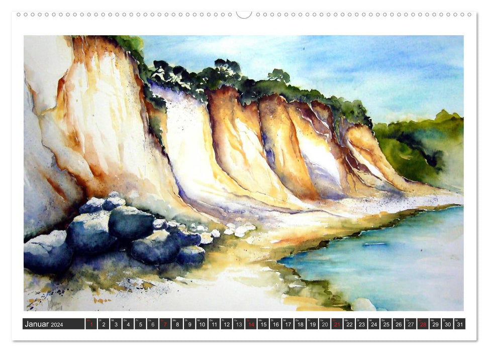 Aquarelles - Fischland-Darß (Calvendo Premium Wall Calendar 2024) 
