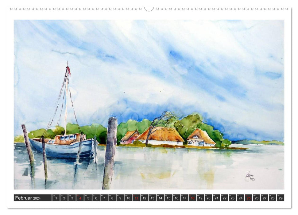 Aquarelle - Fischland-Darß (CALVENDO Premium Wandkalender 2024)