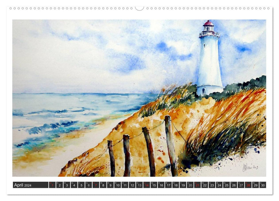 Aquarelles - Fischland-Darß (Calvendo Premium Wall Calendar 2024) 