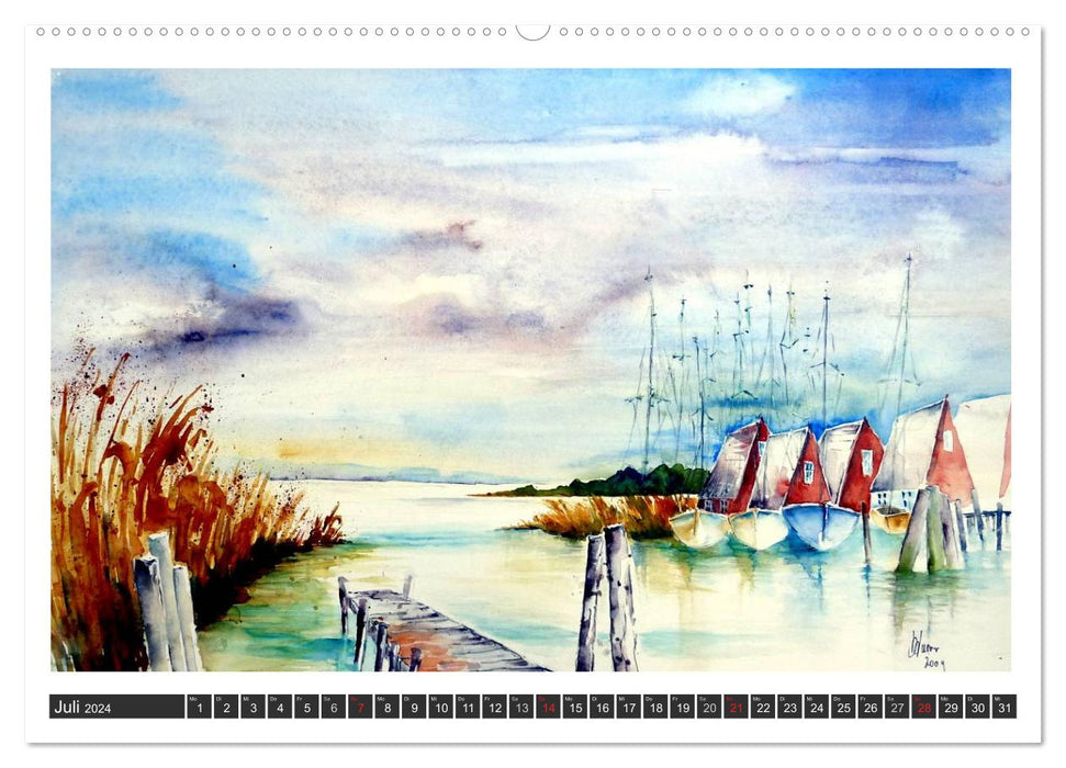 Aquarelle - Fischland-Darß (CALVENDO Premium Wandkalender 2024)