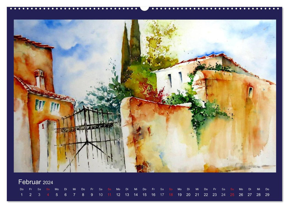 Mallorca Aquarelle (CALVENDO Premium Wandkalender 2024)