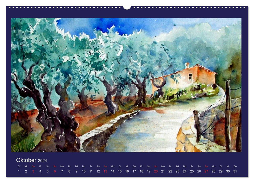 Mallorca Aquarelle (CALVENDO Wandkalender 2024)