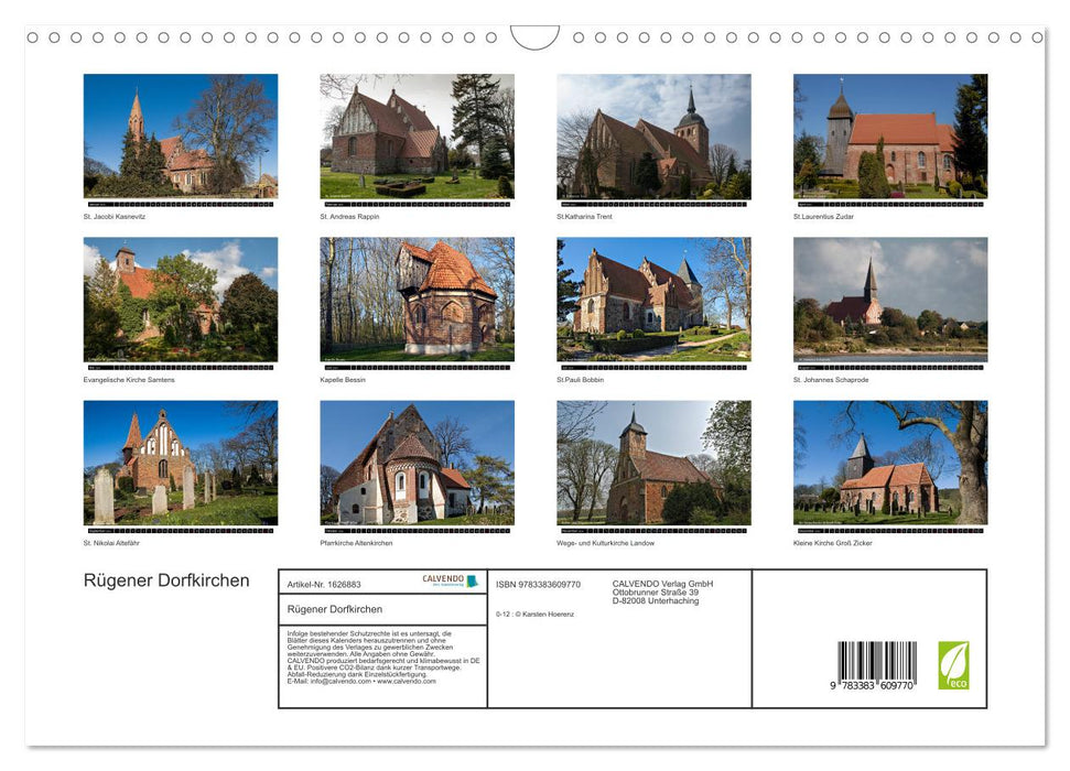 Dorfkirchen auf Rügen (CALVENDO Wandkalender 2024)