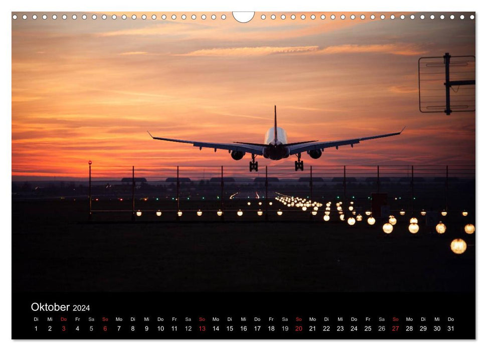 Flugzeuge im Sonnenuntergang (CALVENDO Wandkalender 2024)