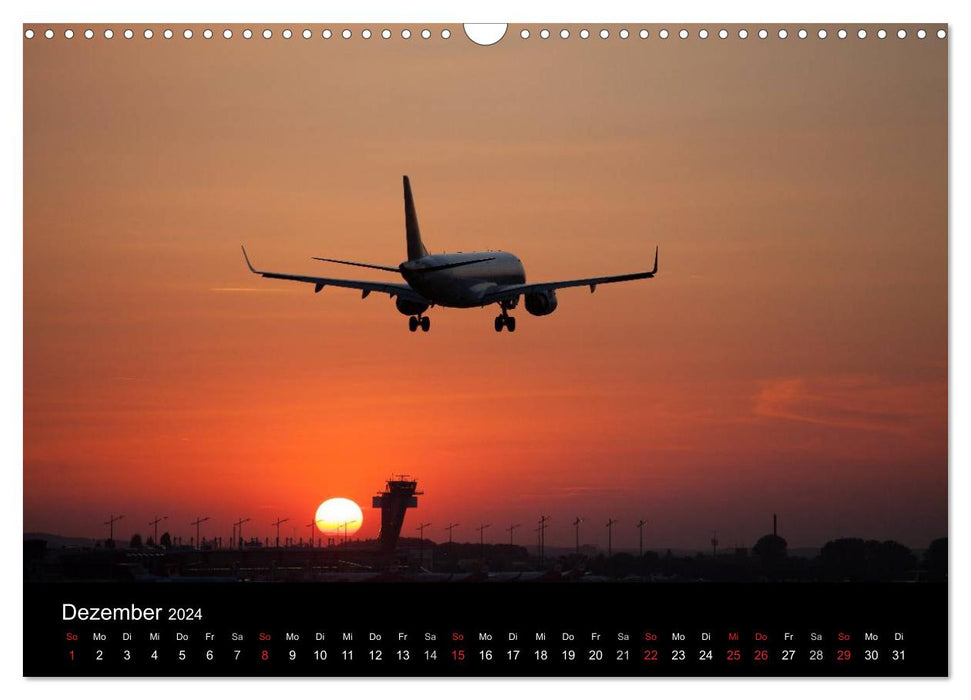 Airplanes in the sunset (CALVENDO wall calendar 2024) 
