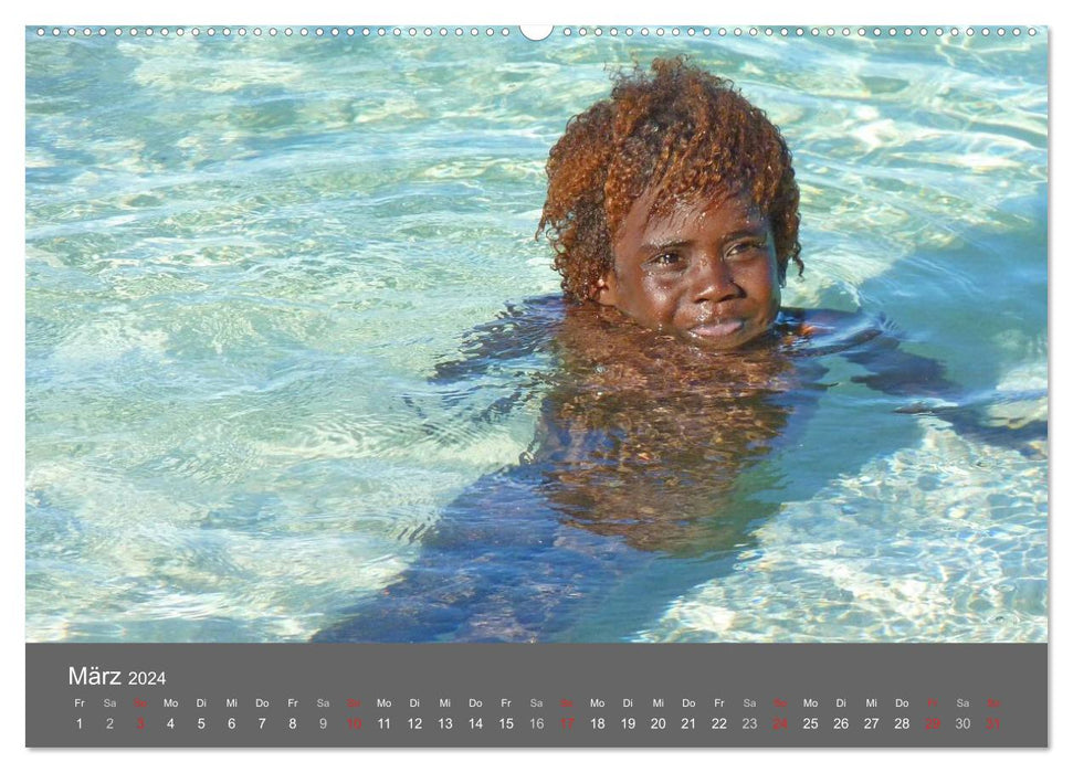 Les enfants de Papouasie-Nouvelle-Guinée (Calendrier mural CALVENDO 2024) 