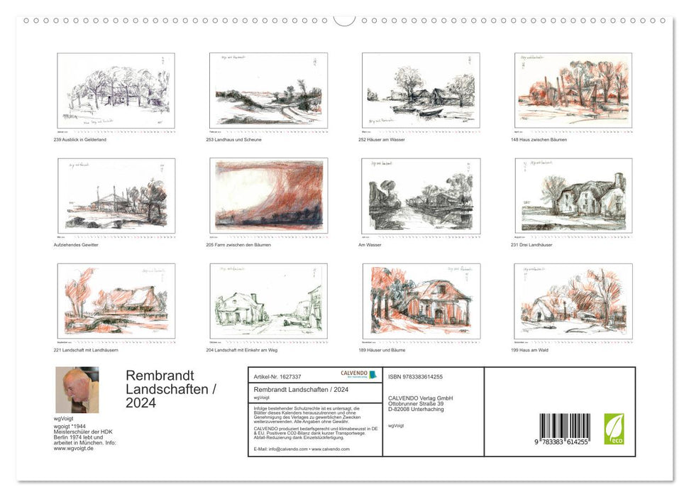 Rembrandt Landscapes wgVoigt (Calvendo Premium Calendrier mural 2024) 