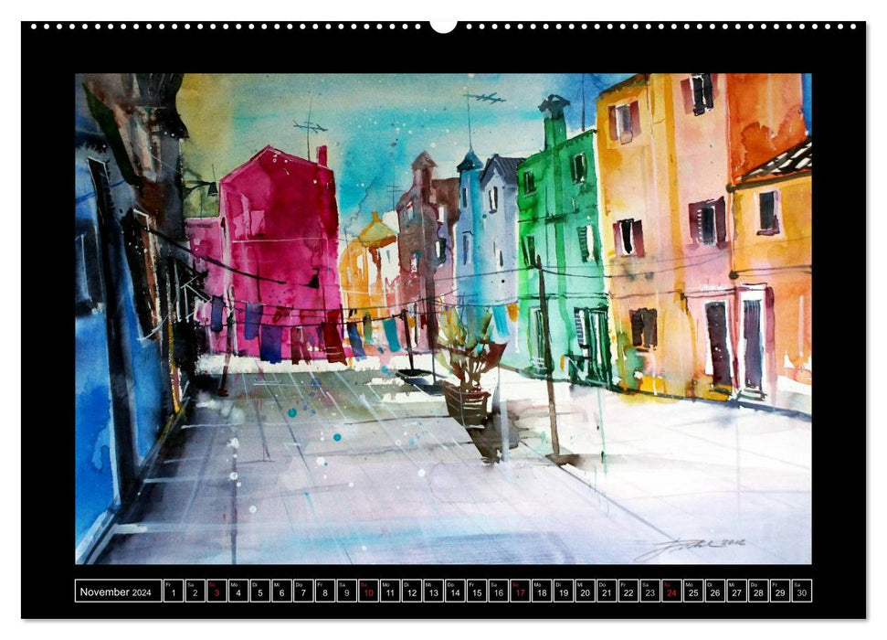 Burano in watercolor 2024 (CALVENDO wall calendar 2024) 