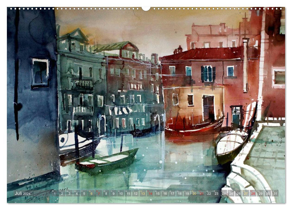 Venedigansichten in Aquarell (CALVENDO Wandkalender 2024)