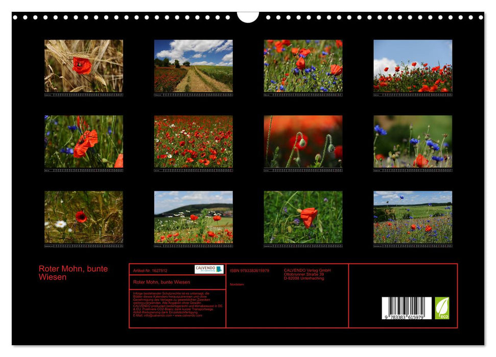 Roter Mohn, bunte Wiesen (CALVENDO Wandkalender 2024)