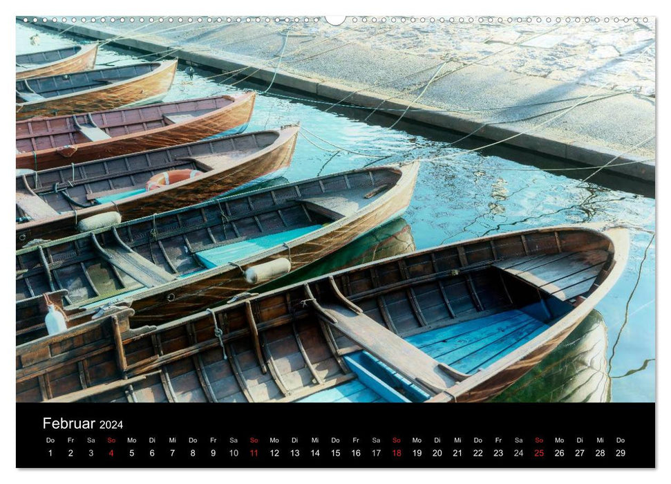 Monde nostalgique des bateaux (Calendrier mural CALVENDO Premium 2024) 