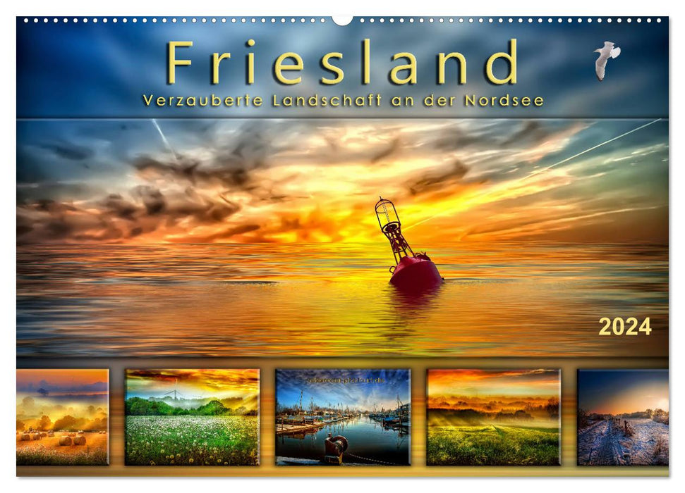 Friesland, verzauberte Landschaft an der Nordsee (CALVENDO Wandkalender 2024)