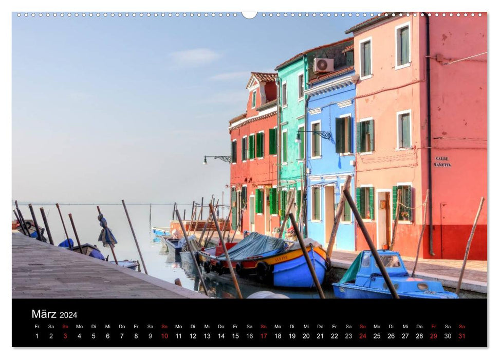 The colorful houses of Burano (CALVENDO Premium Wall Calendar 2024) 