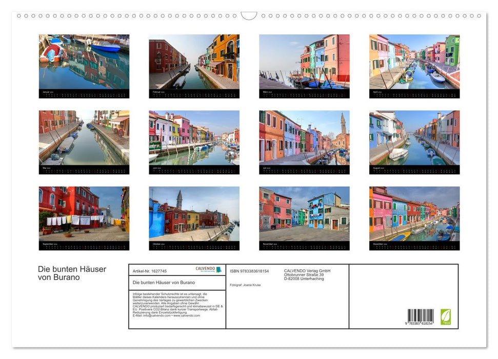 The colorful houses of Burano (CALVENDO wall calendar 2024) 