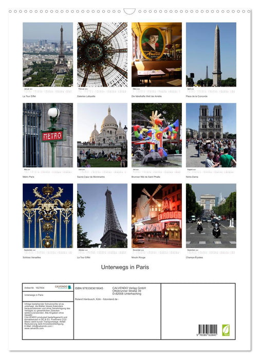 Out and about in Paris (CALVENDO wall calendar 2024) 