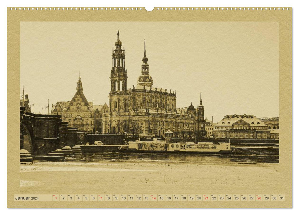 Dresden - A calendar in newspaper style (CALVENDO wall calendar 2024) 