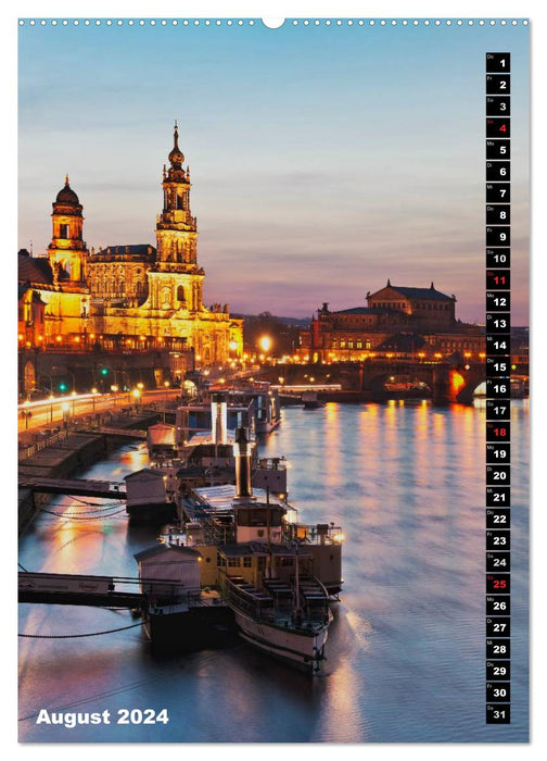 Dresden bei Nacht (CALVENDO Premium Wandkalender 2024)