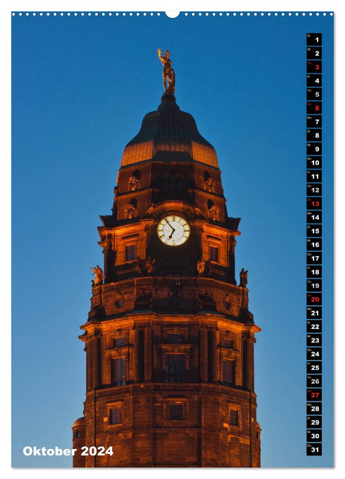 Dresden bei Nacht (CALVENDO Wandkalender 2024)