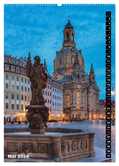 Dresden bei Nacht (CALVENDO Wandkalender 2024)