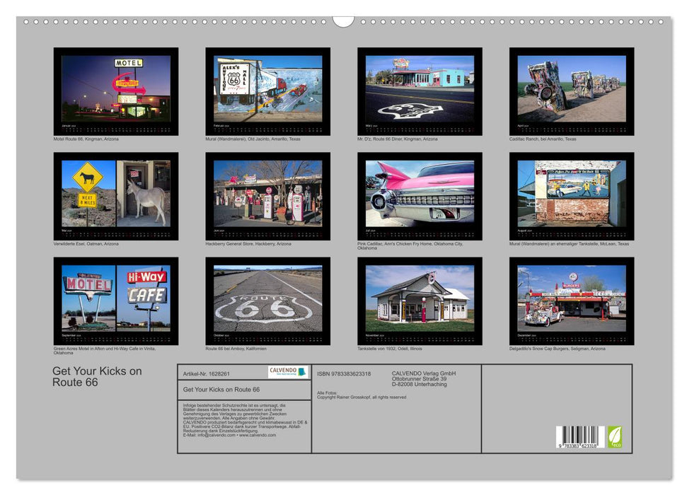 Obtenez vos coups de pied sur la Route 66 (Calendrier mural CALVENDO 2024) 