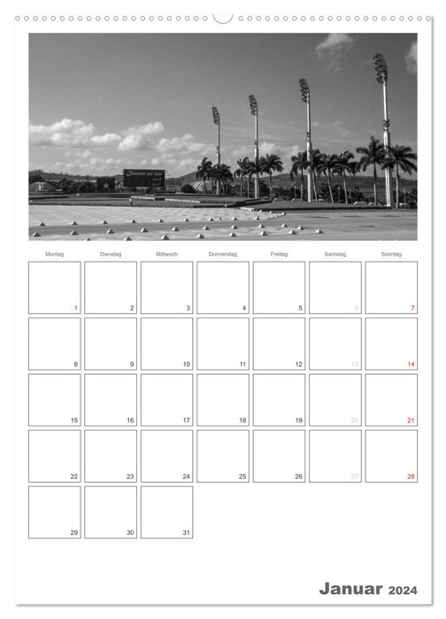 Cuba en noir et blanc (Calendrier mural CALVENDO Premium 2024) 