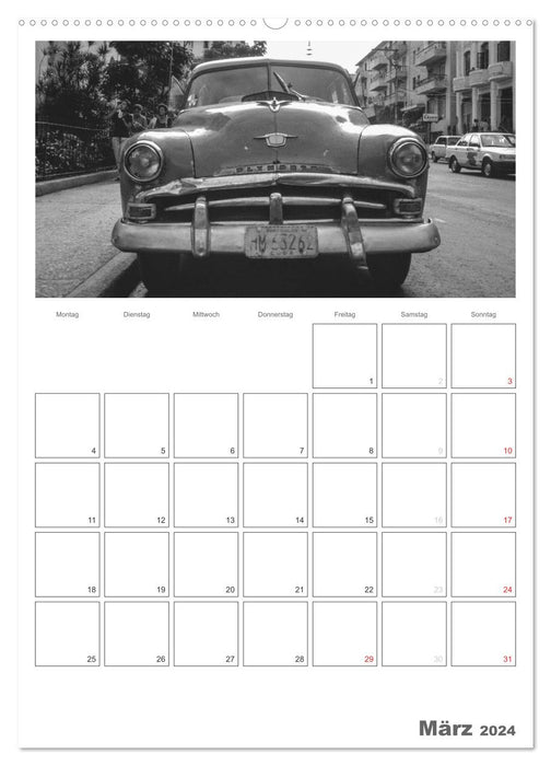 Cuba en noir et blanc (calendrier mural CALVENDO 2024) 