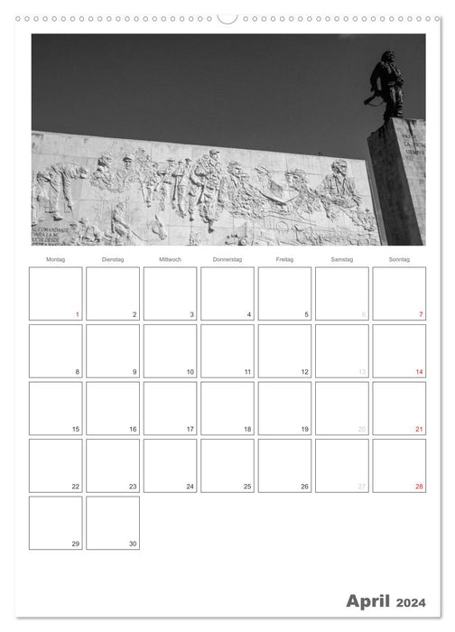 Cuba en noir et blanc (calendrier mural CALVENDO 2024) 