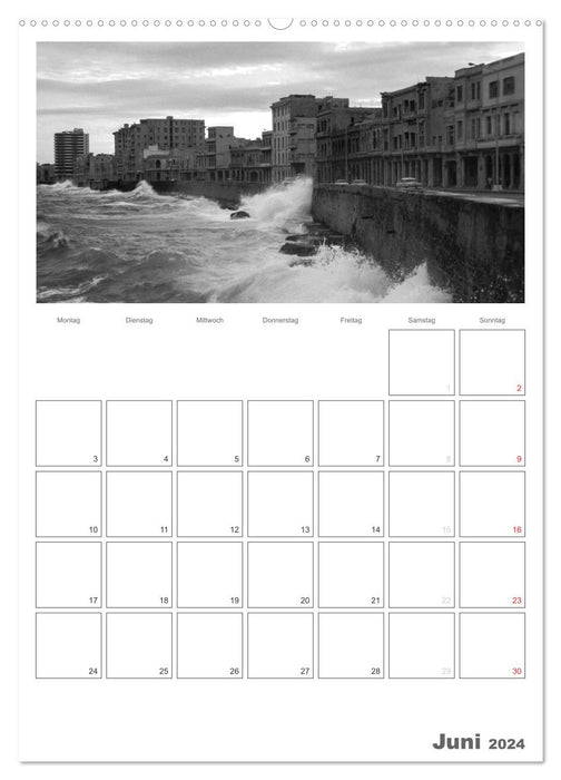 Cuba en noir et blanc (calendrier mural CALVENDO 2024) 