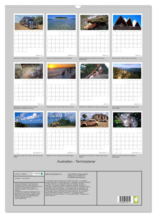 Australie – Planificateur de rendez-vous (calendrier mural CALVENDO 2024) 