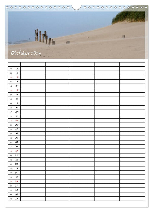 Strandleben - Familienplaner (CALVENDO Wandkalender 2024)