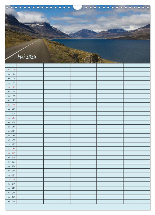 Island Familienplaner (CALVENDO Wandkalender 2024)