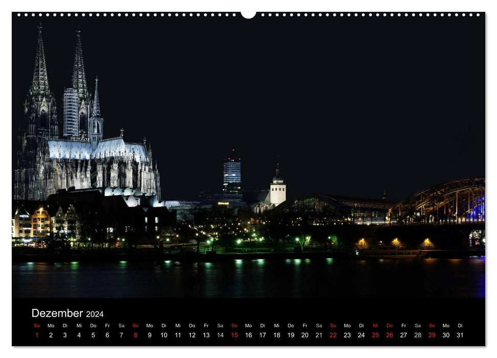 Köln bei Nacht (CALVENDO Premium Wandkalender 2024)